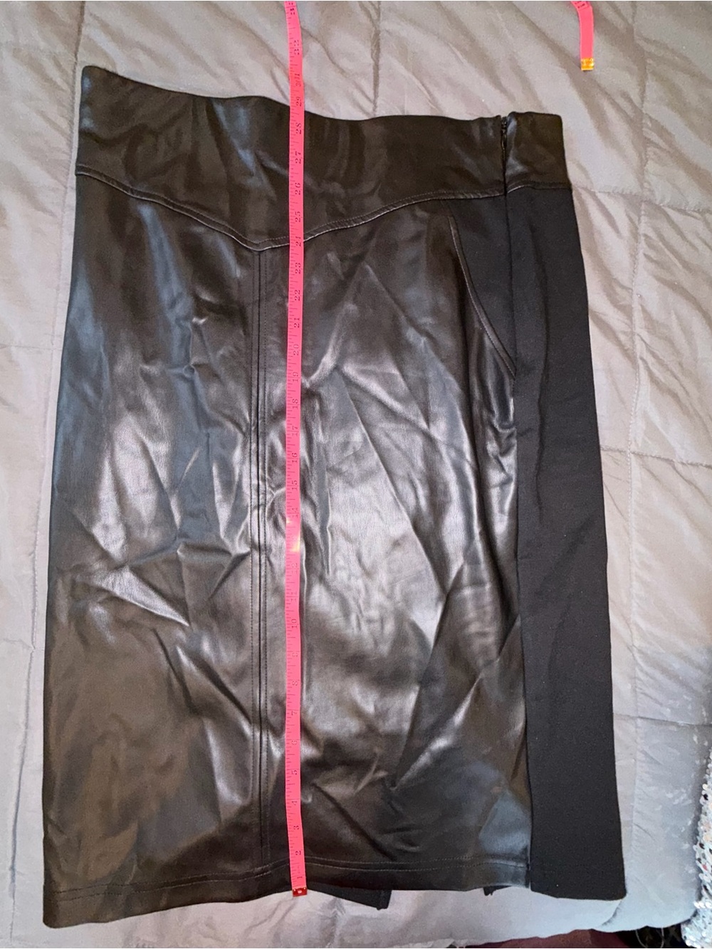 River Island Plus Black Faux Leather Pencil Skirt Size US 14 / UK 18 NWT - Picture 8 of 9